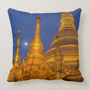 Shwedagon Pagoda at night, Myanmar Cushion