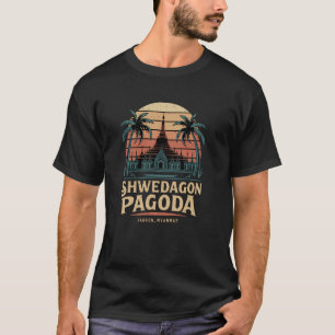 Shwedagon Pagoda Yangon Myanmar, Sunset and Temple T-Shirt
