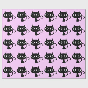 SHY BLACK CAT STENCIL PATTERN  WRAPPING PAPER