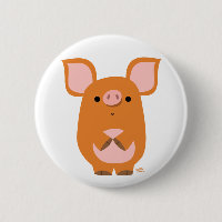 Shy Cartoon Pig button badge