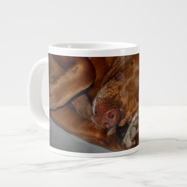 Shy Chocolate Lab Pit Mix Dog Large Coffee Mug (Front Left)