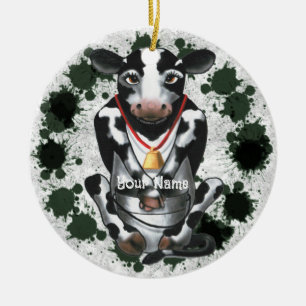 Shy Cow bucket Ceramic Ornament