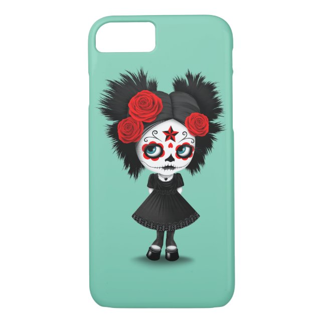 Shy Day of the Dead Girl with Big Eyes Red Case-Mate iPhone Case (Back)