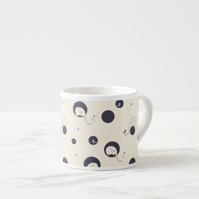 Shy Elephant Pattern Espresso Cup (Front Right)
