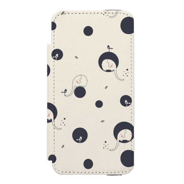 Shy Elephant Pattern Incipio iPhone Wallet Case (Folio Front)