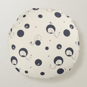 Shy Elephant Pattern Round Cushion