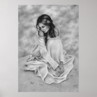 Shy Flower Girl Poster