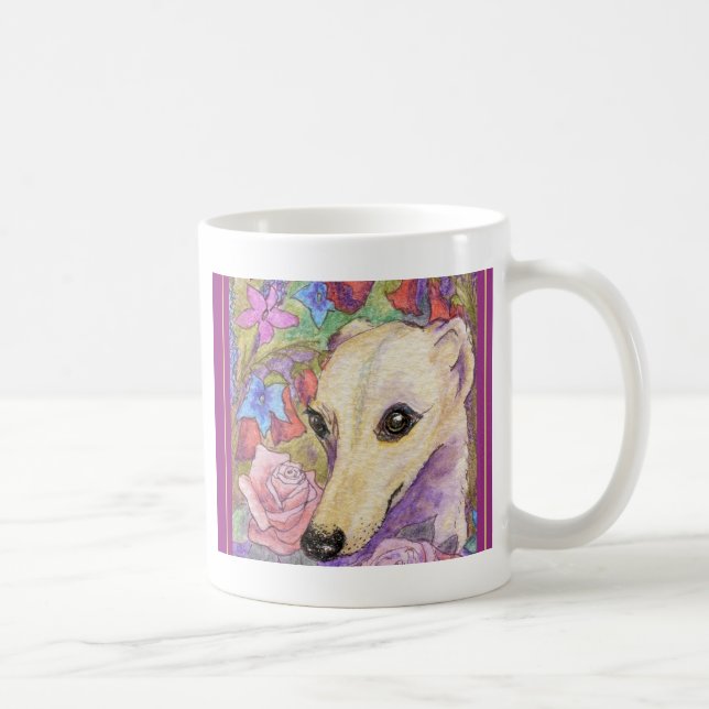 Shy Flower Whippet Coffee Mug (Right)