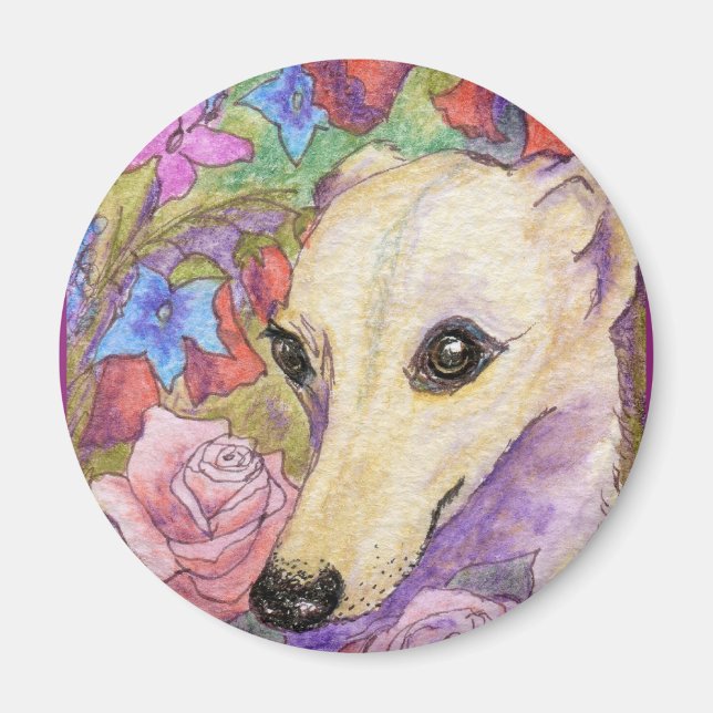Shy Flower Whippet Magnet (Front)