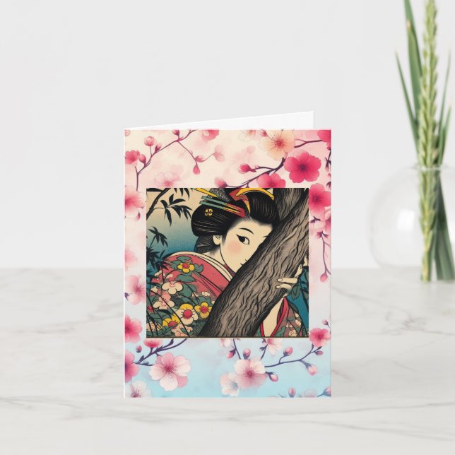 Shy geisha card (Front)