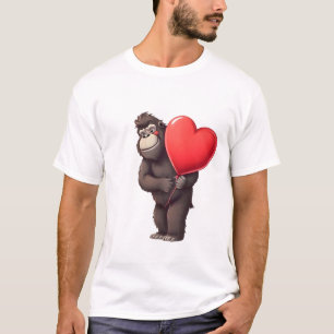 Shy Gorilla with Heart Balloon T-Shirt