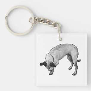 Shy Grin Terrier Key Ring