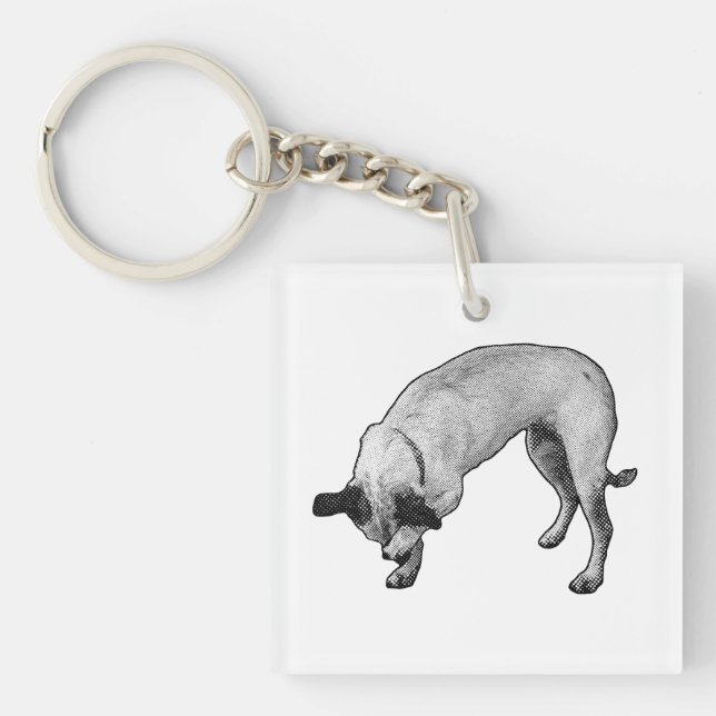 Shy Grin Terrier Key Ring (Front)