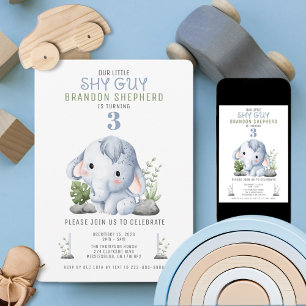 Shy Guy Elephant Birthday Invitation