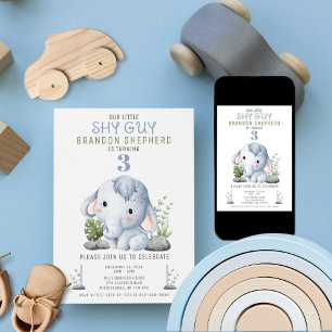 Shy Guy Elephant Birthday Invitation