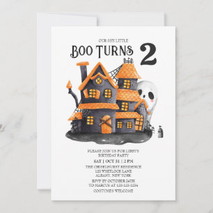 Shy Little Boo Turns 2 Halloween Birthday Party Invitation