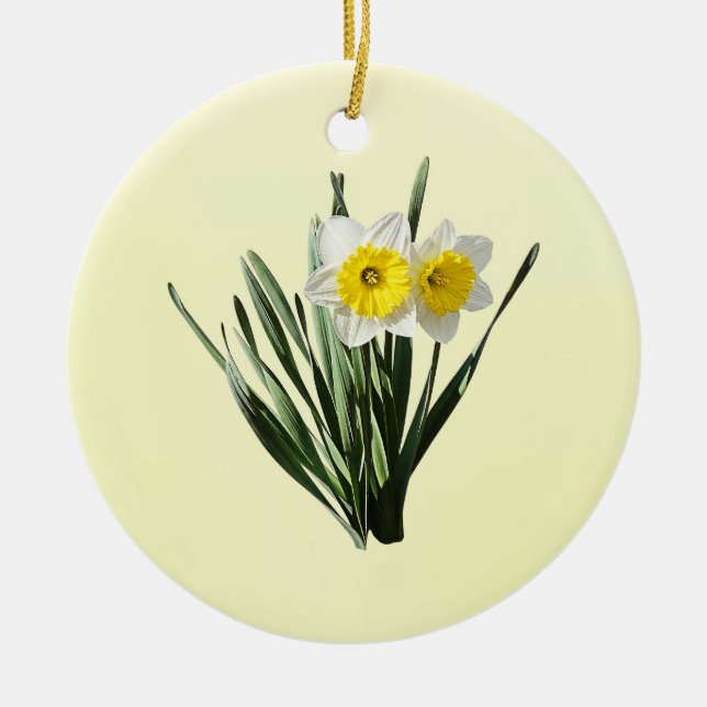 Shy Little Daffodil Ceramic Ornament (Front)