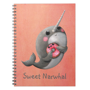 Shy Narwhal with Doughnut Notebook