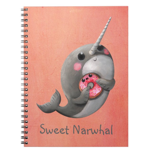 Shy Narwhal with Doughnut Notebook (Front)