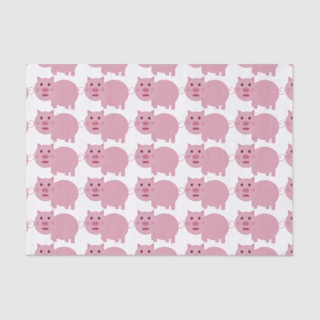 Shy Pink Pig Gift Tissue Wrap Paper (Front)