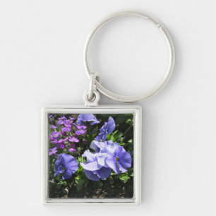 Shy Purple Pansies Key Ring