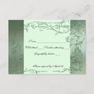 Shy Unicorn Green Metallic rsvp with envelopes Card
