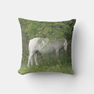 Shy White Horse Pillow