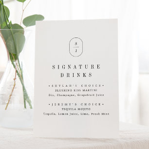 SHYLAH Black White Elegant Wedding Signature Drink Pedestal Sign