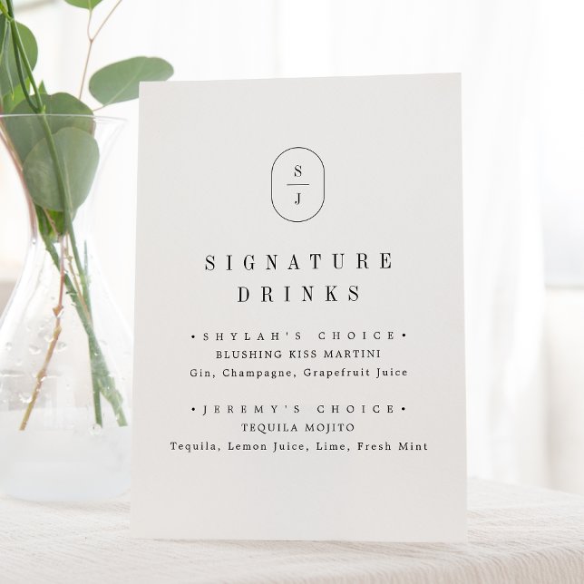 SHYLAH Black White Elegant Wedding Signature Drink Pedestal Sign (SHYLAH Black White Elegant Wedding Signature Drink Pedestal Sign)