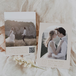 SHYLAH Elegant Gold Cream Monogram Vintage Wedding Save The Date