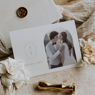SHYLAH Flat Formal Classic Boho Gold Photo Wedding Thank You Card