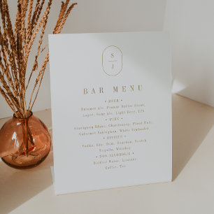 SHYLAH Minimalist Gold White Wedding Bar Menu Sign