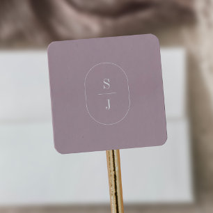 SHYLAH Purple Lilac Minimalist Wedding Monogram Square Sticker