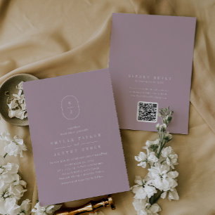 SHYLAH QR Code Minimalist Lilac Dusty Rose Wedding Invitation