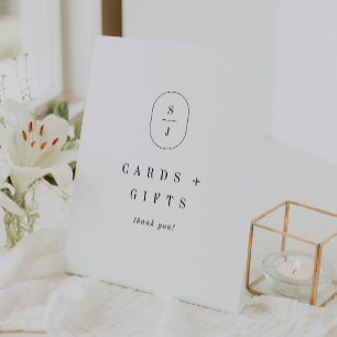 SHYLAH Simple Black White Wedding Cards and Gifts Pedestal Sign