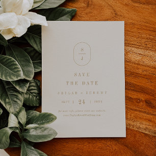 SHYLAH Simple Boho Gold Cream Minimal Wedding Save The Date