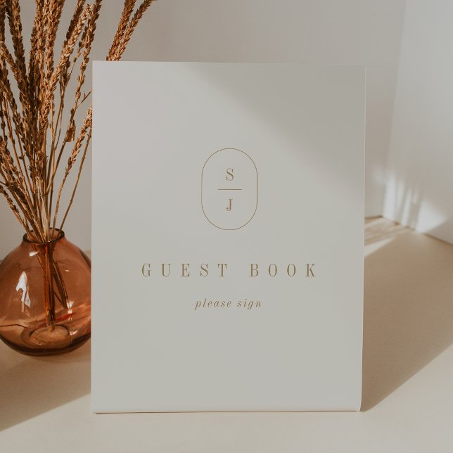 SHYLAH Simple Gold Cream Wedding Guest Book Sign (SHYLAH Simple Gold Cream Wedding Guest Book Sign)