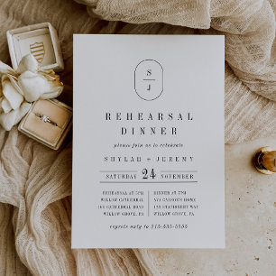 SHYLAH Unique Classic Minimalist Rehearsal Dinner Invitation