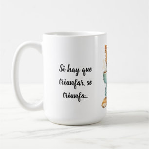 Si Hay Que Triunfar Grumpy Orange Cat Custom Quote Coffee Mug