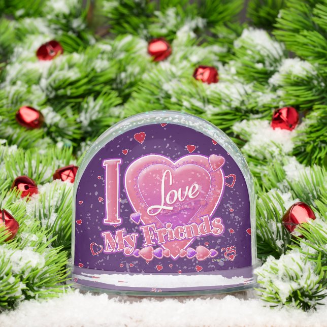 sI Love My Friends pink/purple - heart Snowglobe (Christmas)