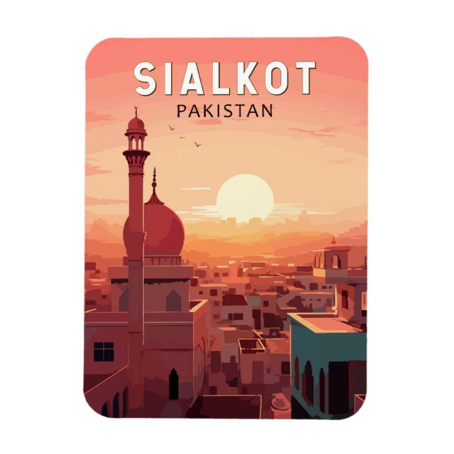 Sialkot Pakistan Travel Art Vintage Magnet (Vertical)