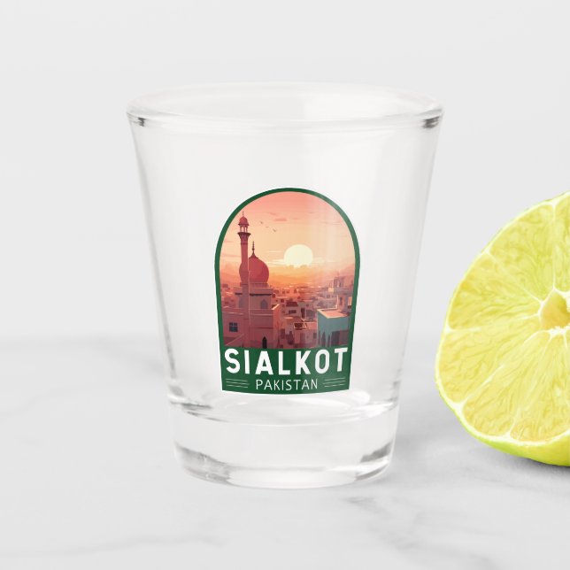 Sialkot Pakistan Travel Art Vintage Shot Glass (Front)