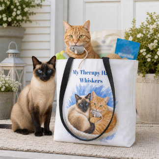 Siamese and Ginger Cat Animal Lover  Tote Bag