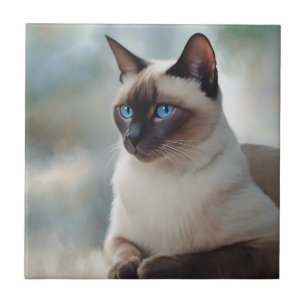 Siamese Cat 749 Digital art Ceramic Tile