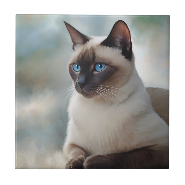 Siamese Cat 749 Digital art Ceramic Tile (Front)