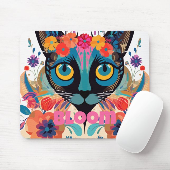 Siamese Cat: A Blooming Gift for Cat Lovers Mouse Pad (With Mouse)