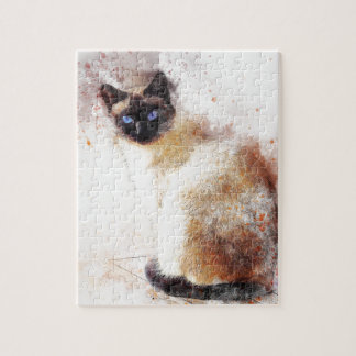 Siamese Cat Abstract Elements Jigsaw Puzzle