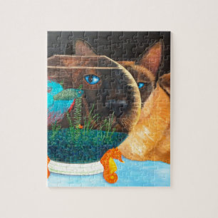 Siamese Cat and Betta Fish Jigsaw Puzzle