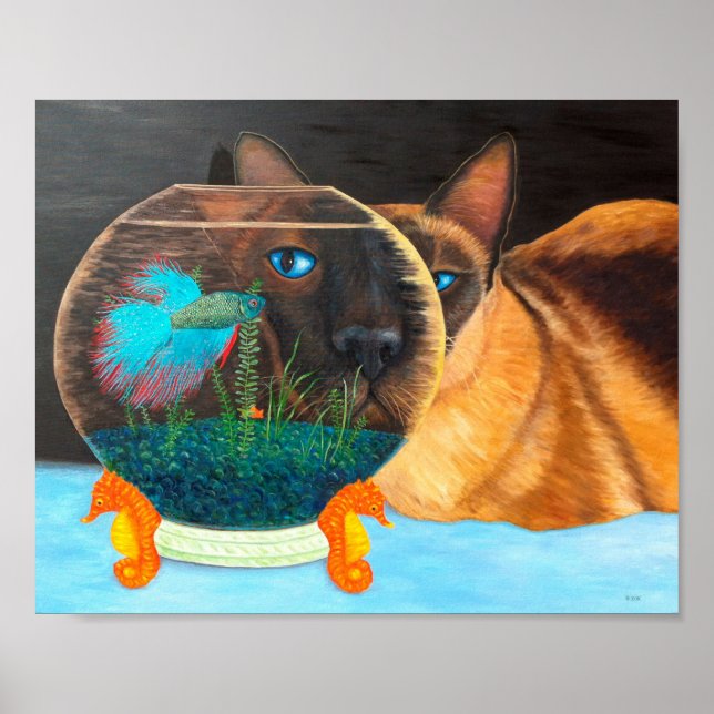 Siamese Cat and Betta Fish Poster (Front)