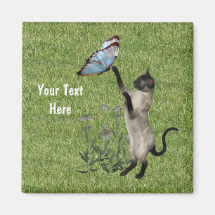 Siamese Cat And Butterfly Magnet